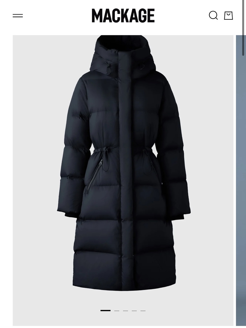 Mackage Long Hooded Puffer Coat in Black